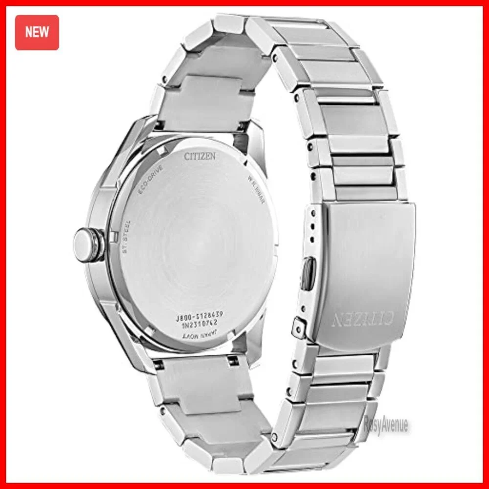 Men's Stainless Steel Eco-Drive Watch, Day Date, Water Resistant